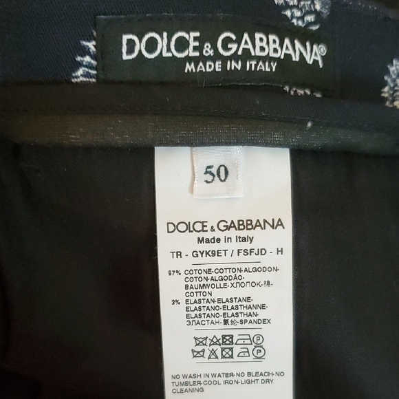 Dolce & Gabbana Dark Blue & White Seahorse Print Slim Fit Chino Pant 34" Waist - Picture 12 of 16